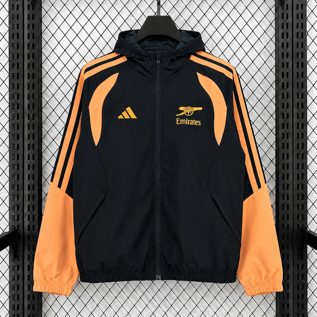 26/27 Arsenal Tiro All Weather Black Orange Windbreaker