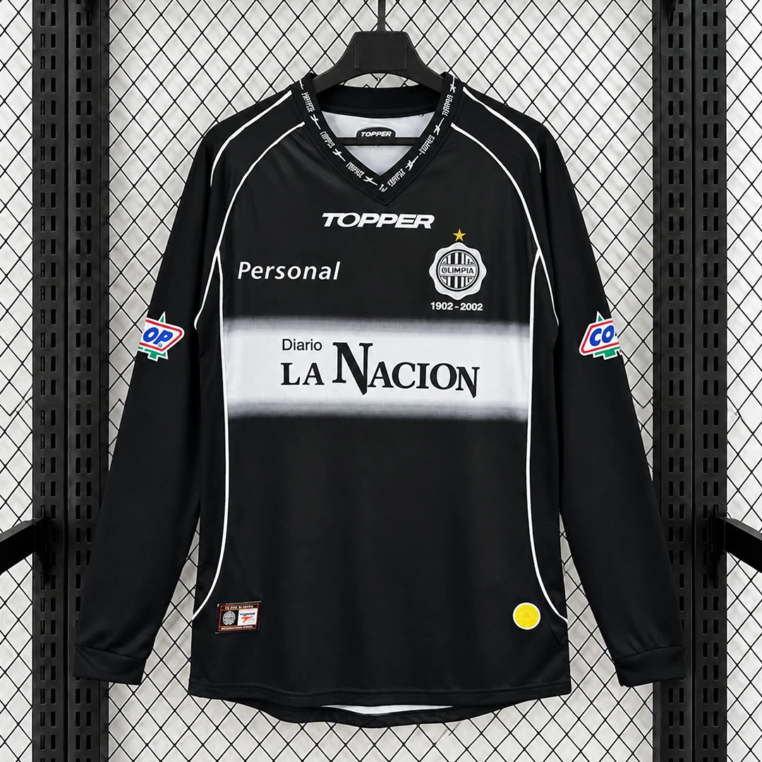 2002 Club Olimpia Away Long Sleeve Retro Soccer Jersey