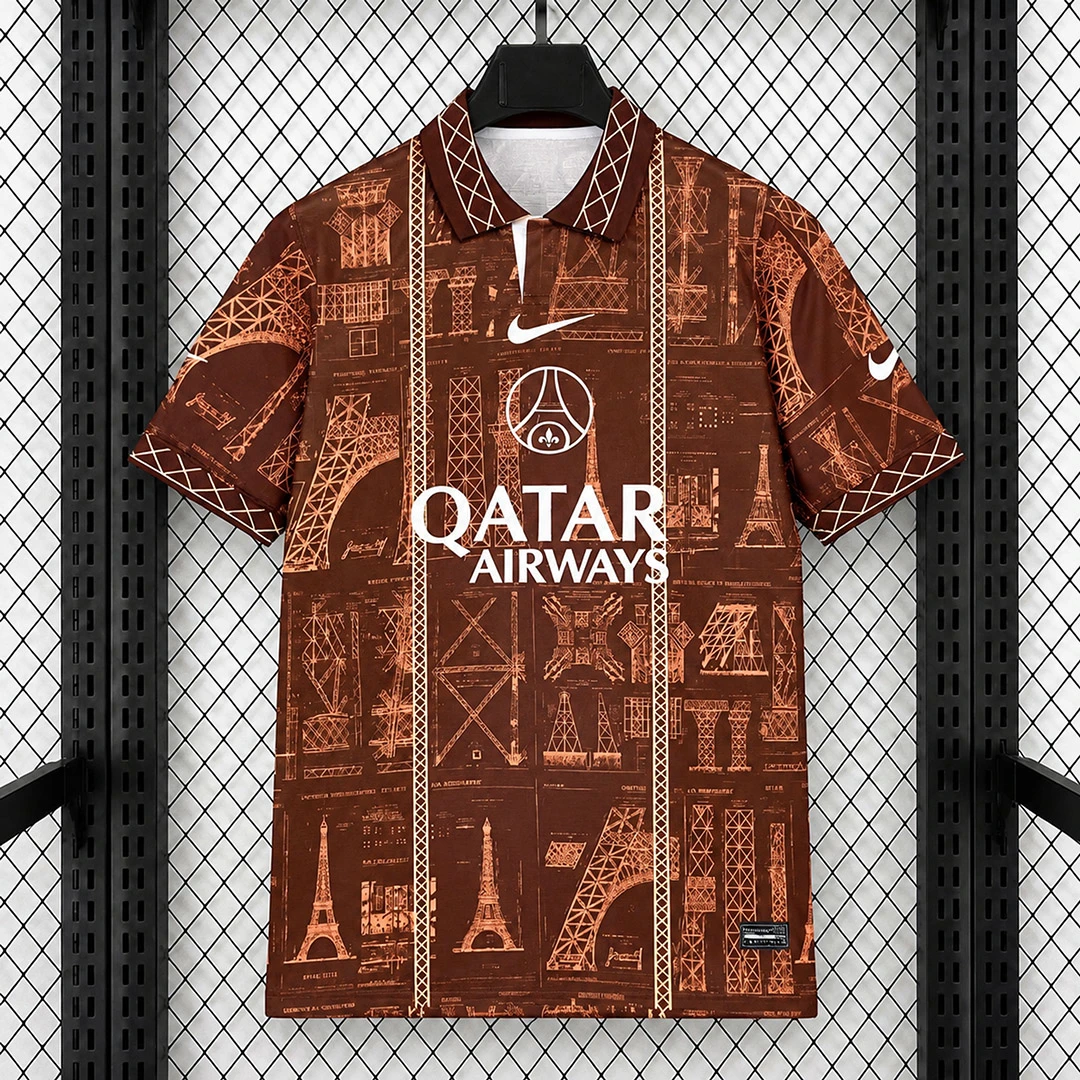 26/27 Pairs Saint-Germain Bordeaux Eiffel Tower Special Edition Dark Red Soccer Jersey