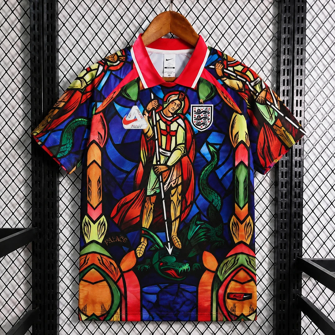 2026 England x Palace Skateboards St. George Dragon Stained-glass Soccer Jersey