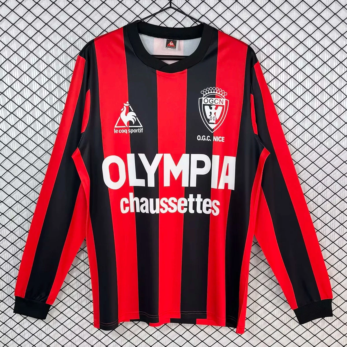 77/79 OGC Nice Home Long Sleeve Retro Soccer Jersey