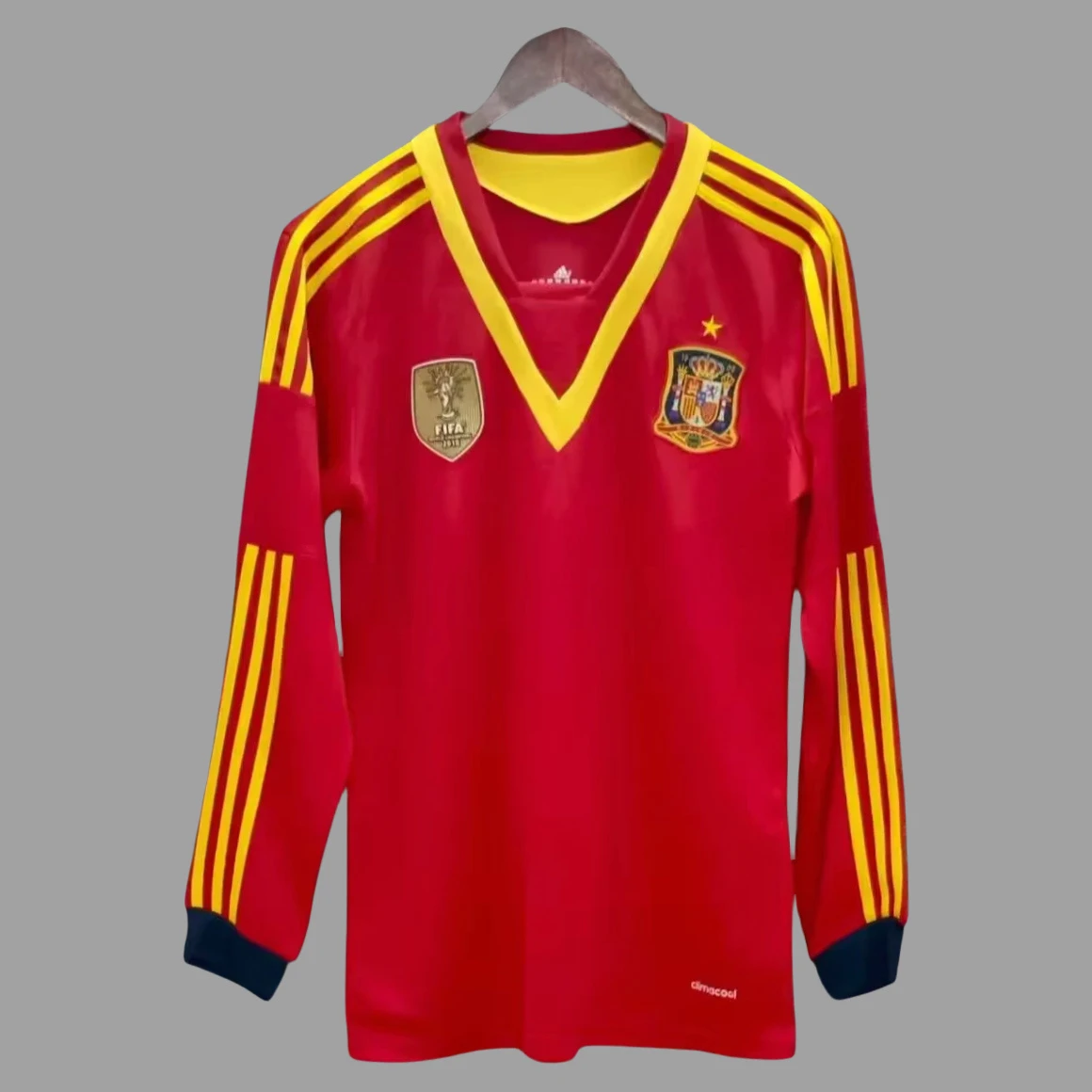 2013 Spain Home Long Sleeve Retro Soccer Jersey