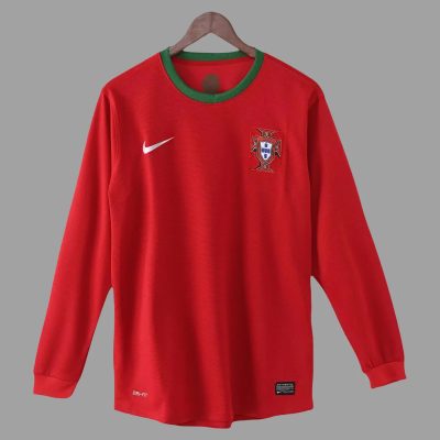 2012 Portugal Home Long Sleeve Retro Soccer Jersey
