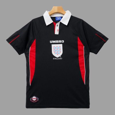 1998 England Black Retro Soccer Jersey