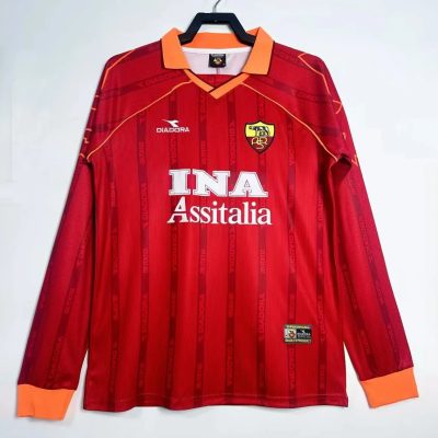 99/00 Roma Home Long Sleeve Retro Soccer Jersey