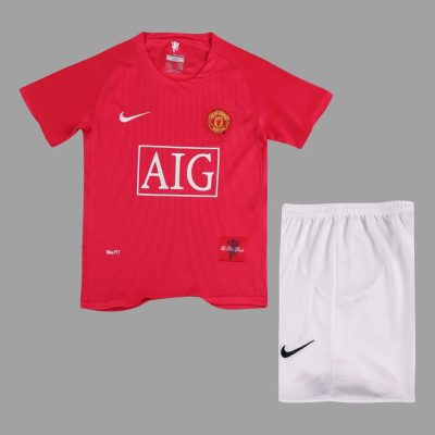 07/08 Manchester United Home Kids Retro Soccer Jersey Size 16-28