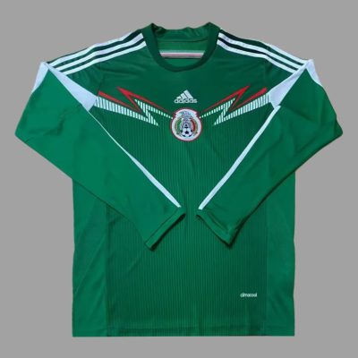 2014 Mexico Home Long Sleeve Retro Soccer Jersey