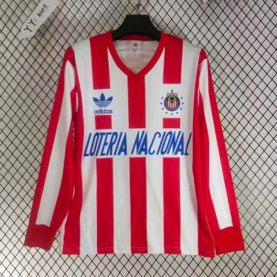 91/92 Chivas Home Long Sleeve Retro Soccer Jersey