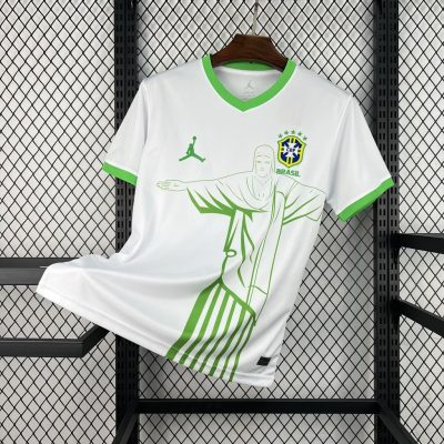 2026 Brazil Jordan Christ the Redeemer White Green Soccer Jersey
