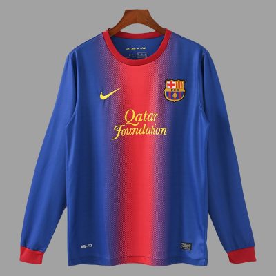 12/13 Barcelona Home Long Sleeve Retro Soccer Jersey