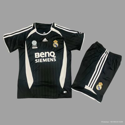 06/07 Real Madrid Away Black Kids Retro Soccer Jersey Size 16-28
