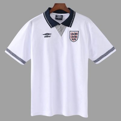 1990 England Home Retro Soccer Jersey
