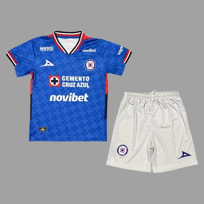 25/26 Cruz Azul Home Kids Soccer Jersey Size 16-28