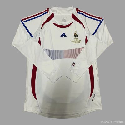 2006 France away long sleeve Retro soccer jersey