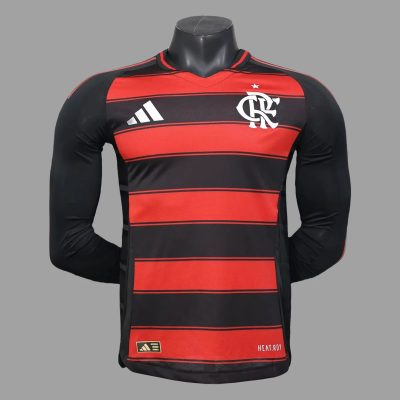 2025 Flamengo Home Long Sleeve Player Version Soccer Jersey