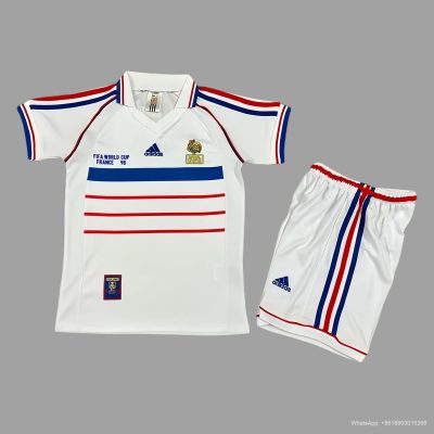 1998 France away Kids Retro soccer jersey Size 16-28