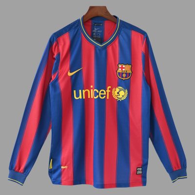 09/10 Barcelona Home Long Sleeve Retro Soccer Jersey