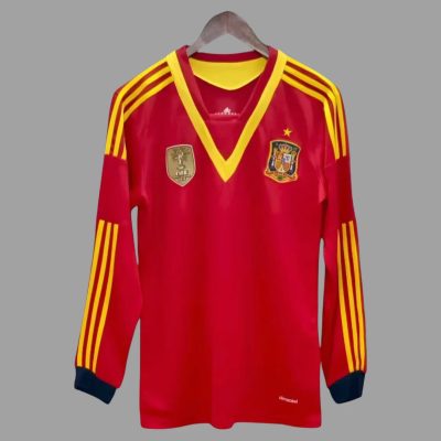 2013 Spain Home Long Sleeve Retro Soccer Jersey