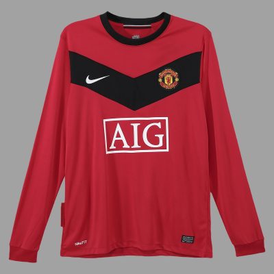 09/10 Manchester United Home Long Sleeve Retro Soccer Jersey
