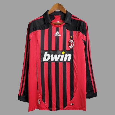 07/08 AC Milan Home Long Sleeve Retro Soccer Jersey
