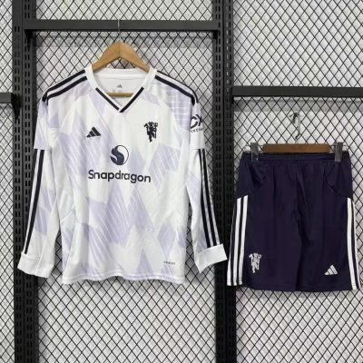 25/26 Manchester United Away Long Sleeve Kids Soccer Jersey Size 16-28