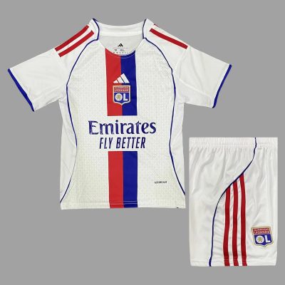 25/26 Lyon Home Kids Soccer Jersey Size 16-28