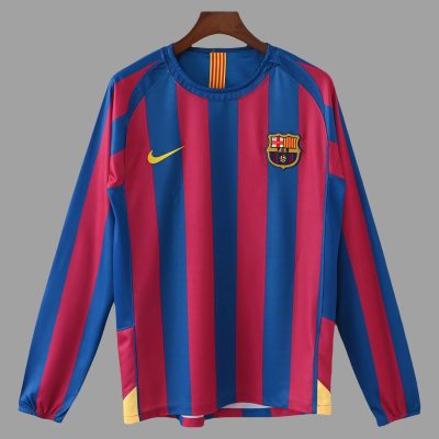 05/06 Barcelona Home Long Sleeve Retro Soccer Jersey