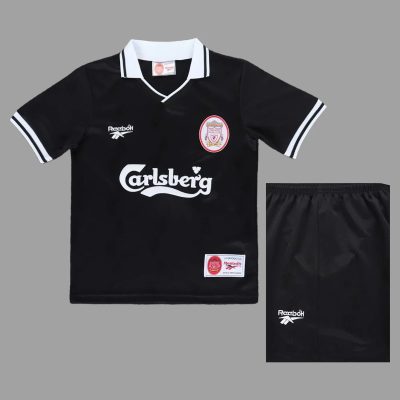 96/97 Liverpool Black Kids Retro Soccer Jersey Size 16-28