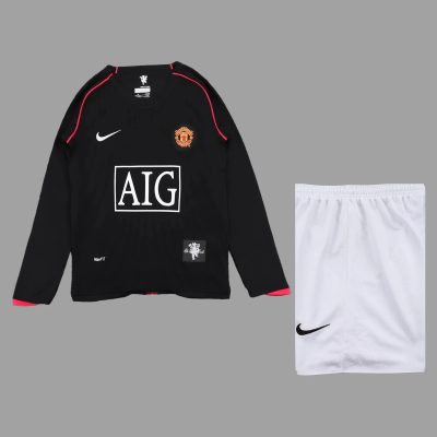 07/08 Manchester United Away Long Sleeve Kids Retro Soccer Jersey Size 16-28