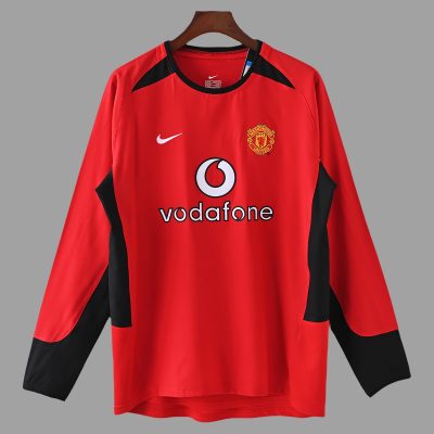02/04 Manchester United Home Long Sleeve Retro Soccer Jersey