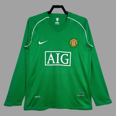 07/08 Manchester United Goalkeeper 2 Long Sleeve Retro Soccer Jersey