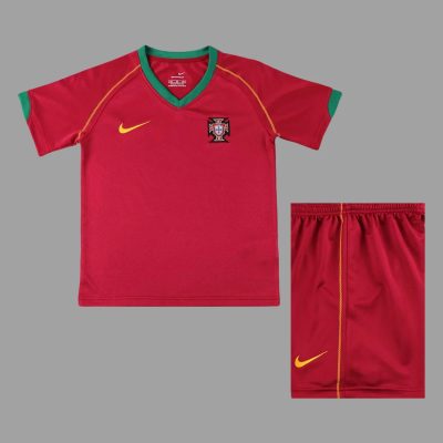 2006 Portugal Home Kids Retro Soccer Jersey Size 16-28