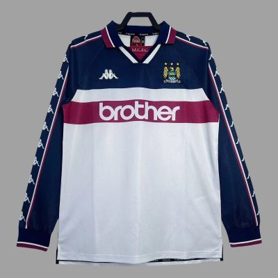 97/98 Manchester City Away Long Sleeve Retro Soccer Jersey
