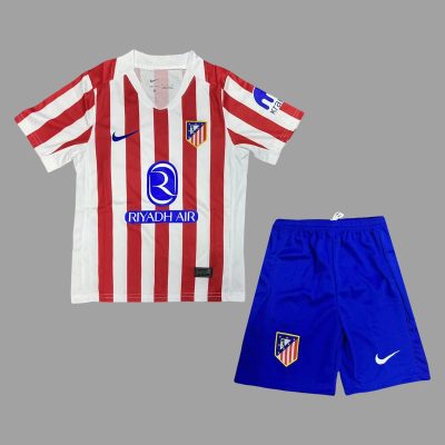 25/26 Atletico Madrid Home Kids Soccer Jersey Size 16-28