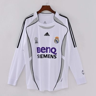 06/07 Real Madrid Home Long Sleeve Retro Soccer Jersey