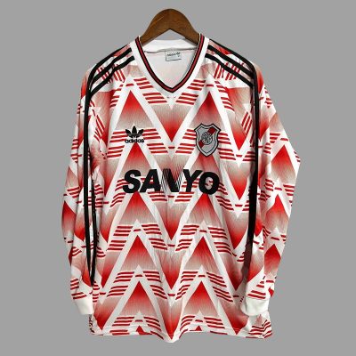92/93 River Plate Away Long Sleeve Retro Soccer Jersey
