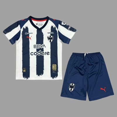 25/26 Monterrey Home Kids Soccer Jersey Size 16-28