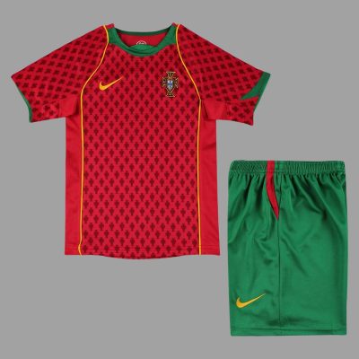 2004 Portugal Home Kids Retro Soccer Jersey Size 16-28