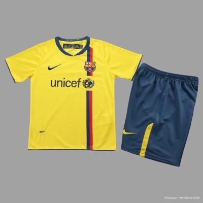 08/09 Barcelona Away Kids Retro Soccer Jersey Size 16-28
