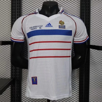 1998 France Away Player Version Retro Soccer Jersey