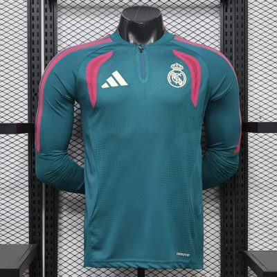 26/27 Real Madrid Track Player Version Green Long Sleeve Soccer Jersey