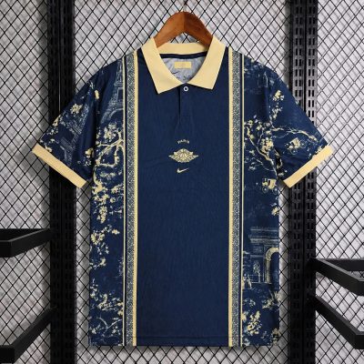 26/27 PSG x Dior Concept Toile de Jouy Navy Polo Shirt