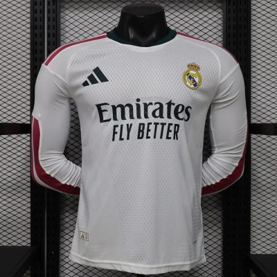 26/27 Real Madrid Home Long Sleeve Player Version Soccer Jersey