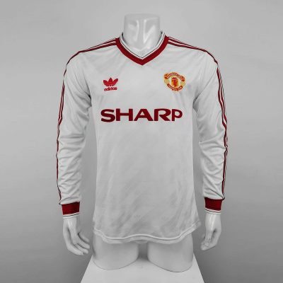 86-88 Manchester United away white away long sleeve