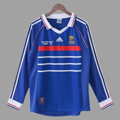1998 France Home World Cup Final Long Sleeve Retro Soccer Jersey