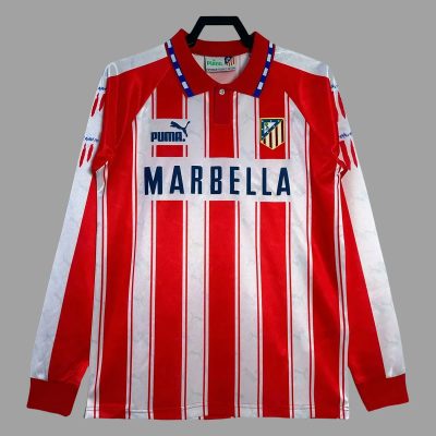 94/95 Atletico Madrid Home Long Sleeve Retro Soccer Jersey