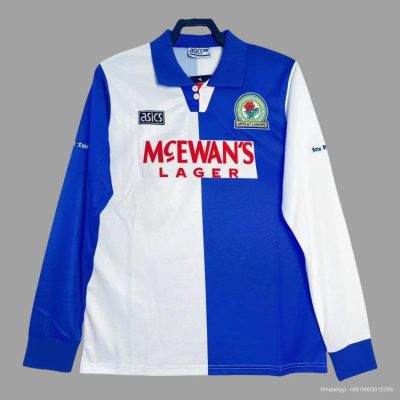 94/95 Blackburn Rovers Home Long Sleeve Retro Soccer Jersey