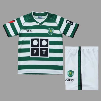 03/04 Sporting CP Lisbon Home Kids Retro Soccer Jersey Size 16-28