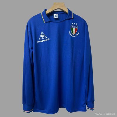 1982 Italy Home Long Sleeve Retro Soccer Jersey