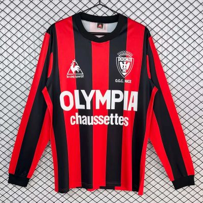 77/79 OGC Nice Home Long Sleeve Retro Soccer Jersey